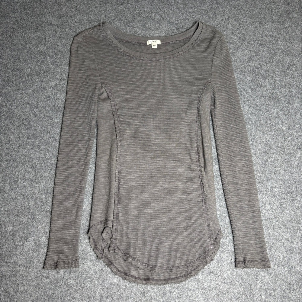 Dylan Gray Waffle Knit Long Sleeves Curved Hem Slim Fit Sweater Womens Size XS